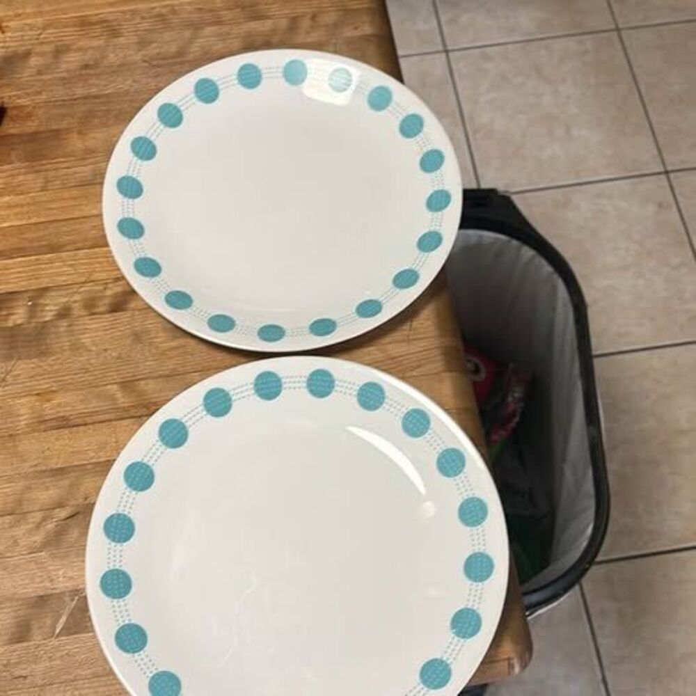 Corelle South Beach pattern Polka Dot Dinner Plates - Set of 2
